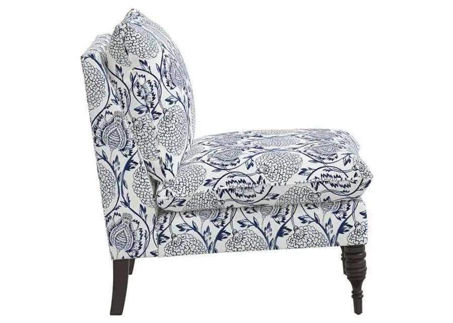 Daphne Slipper Chair - Ranjit Floral - Blue