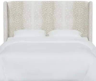 Kelly Wingback Headboard - Fawn Stripe - Beige