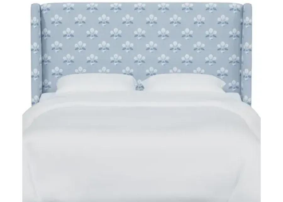 Kelly Wingback Headboard - Block Vase Floral - Blue