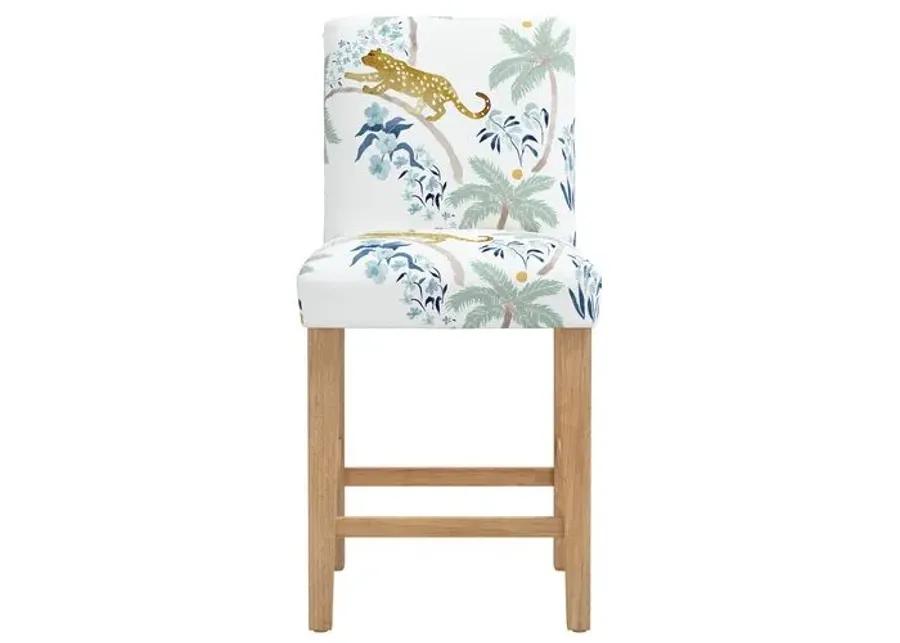 Shannon Counter Stool - Palm Leopard Dusty Blue