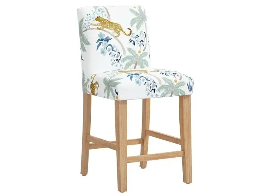 Shannon Counter Stool - Palm Leopard Dusty Blue