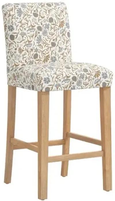 Shannon Barstool - Vine Botanical - Blue