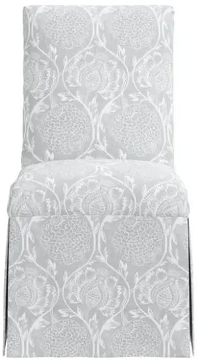 Owen Slipcover Side Chair - Ranjit Floral - Handcrafted - Gray