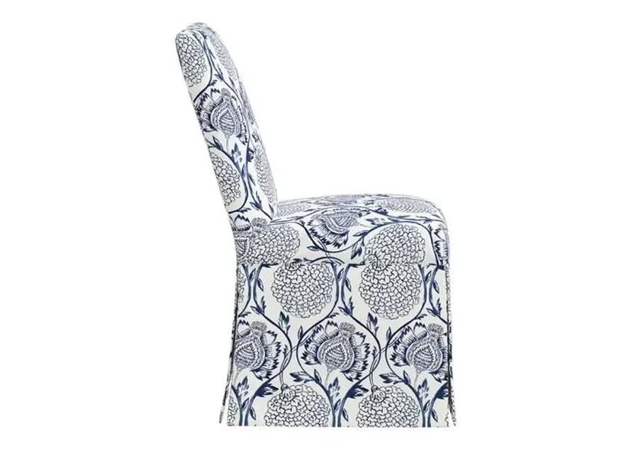 Owen Slipcover Side Chair - Ranjit Floral - Handcrafted - Blue