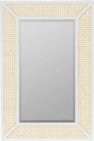 Sarah Cane Wall Mirror - White/Natural