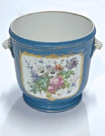 Antique Porcelain Sevres Cachepot - Vermilion Designs - Blue