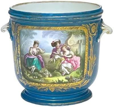 Antique Porcelain Sevres Cachepot - Vermilion Designs - Blue