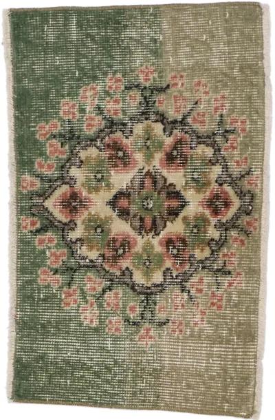 Vintage Turkish Sivas Rug - 1'4 x 2'2 - Esmaili Rugs & Antiques - Green - Green