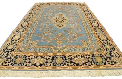 4'11" x 8' Persian Kerman Rug - Esmaili Rugs & Antiques - Blue - Blue