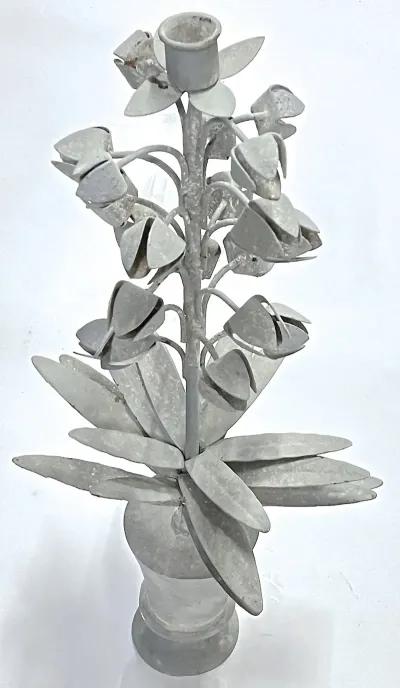 Tole Floral Candleholder - Vermilion Designs - Gray