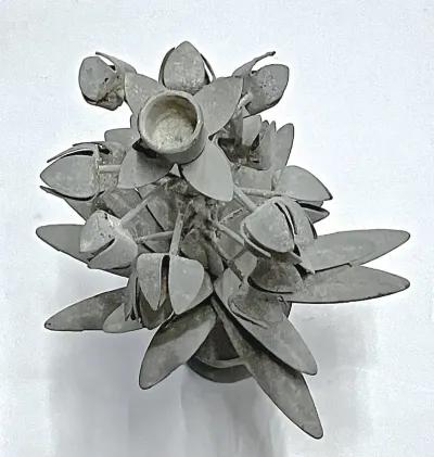 Tole Floral Candleholder - Vermilion Designs - Gray