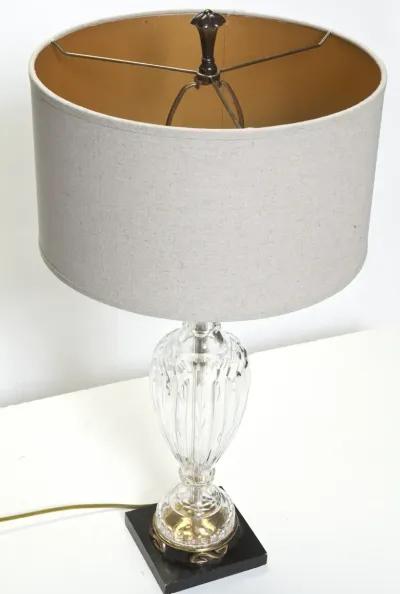 Crystal Lamp/ Linen Shade - Fleur de Lex Antiques