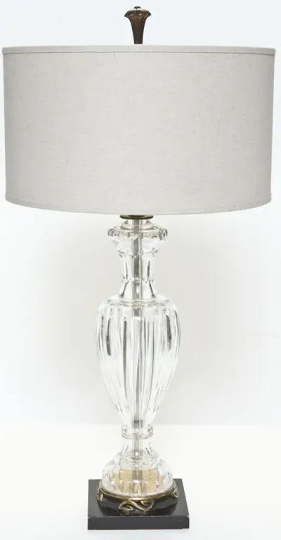 Crystal Lamp/ Linen Shade - Fleur de Lex Antiques