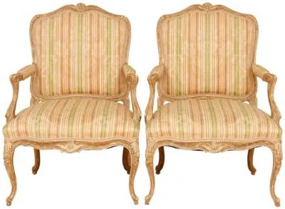 Louis XV French Armchairs - Set of 2 - Interesting Things - Beige