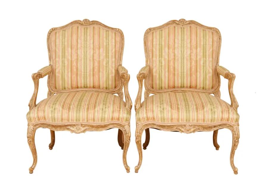 Louis XV French Armchairs - Set of 2 - Interesting Things - Beige