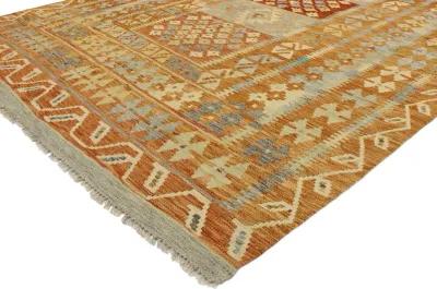 Vintage Afghan Kilim Rug - 5'8 x 8'2 - Esmaili Rugs & Antiques - Gold - Gold