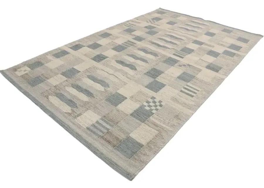 Swedish Style Kilim Rug - 5'1"x8'3" - Esmaili Rugs & Antiques - Gray - Gray