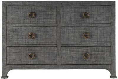 Kos 6-Drawer Raffia Dresser - Gray