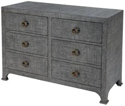 Kos 6-Drawer Raffia Dresser - Gray