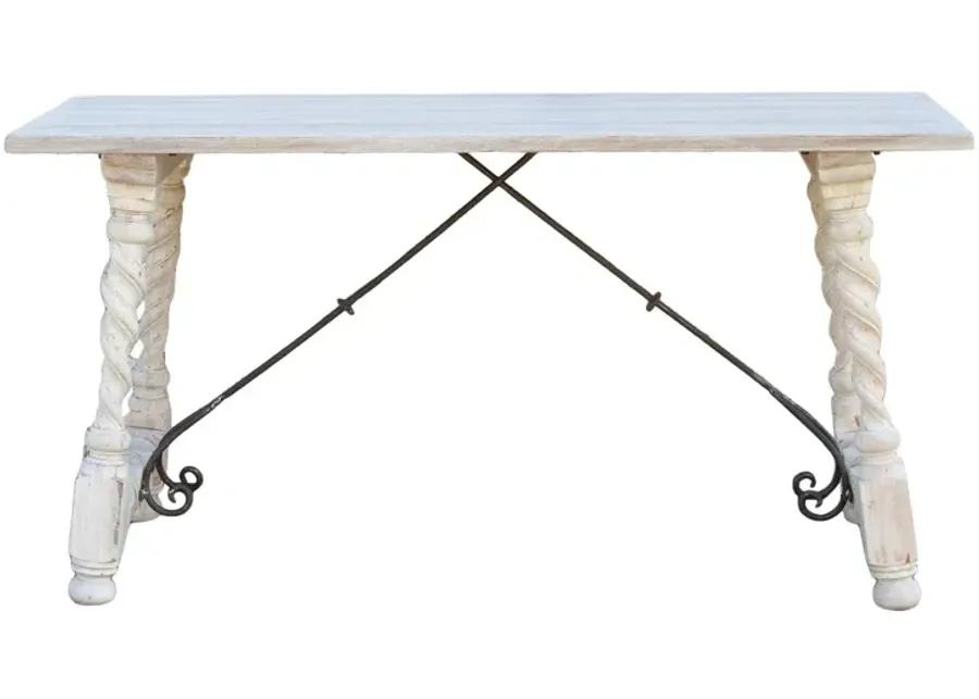 Indo-Portuguese Bleached Writing Table - de-cor - White