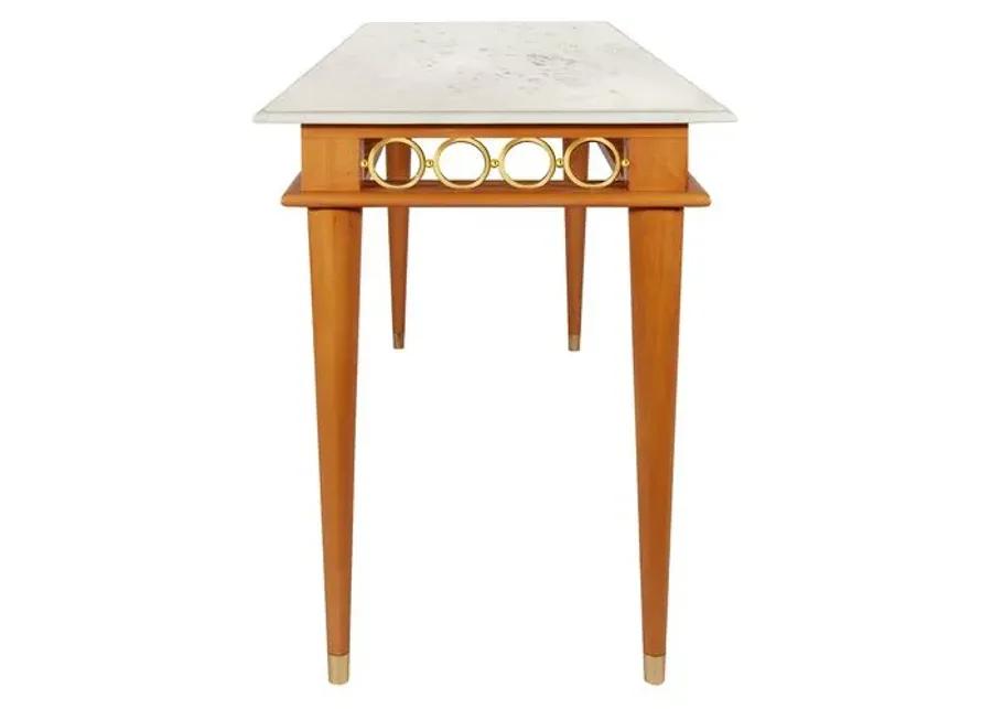 Laszlo Console - Marble/Teak/Brass - Bunny Williams Home - White