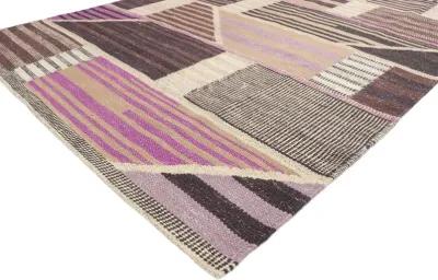 Swedish Style Kilim Rug - 6'4 x 8'10 - Esmaili Rugs & Antiques - purple - purple