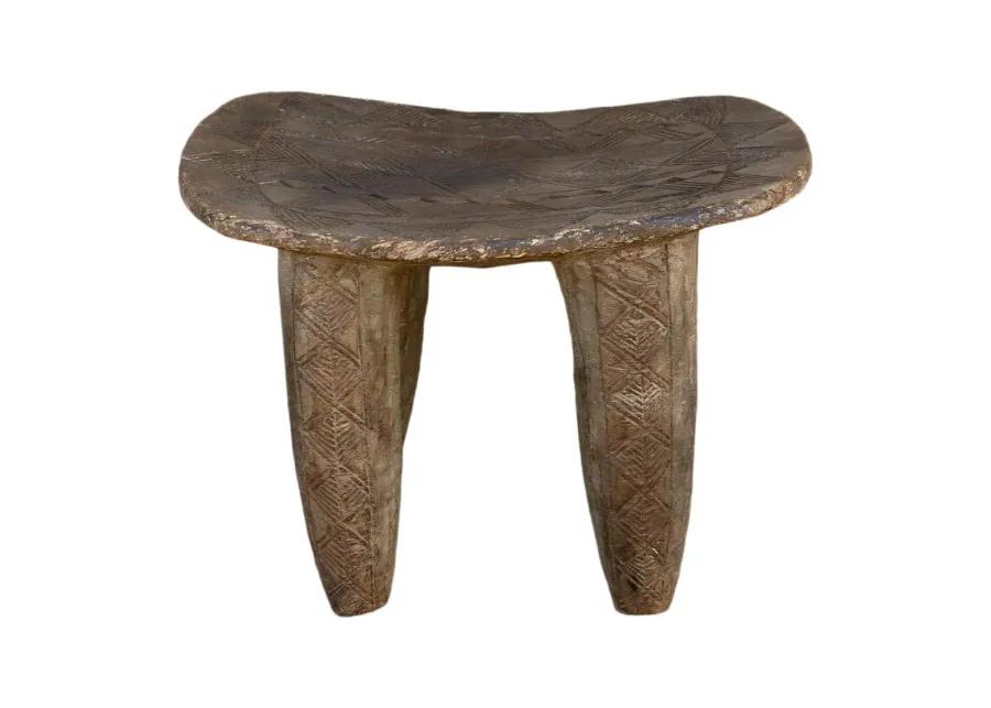 African Geometric Senufo Side Table - de-cor - Brown