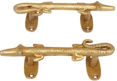 Gold Brass Alligator Door Handles - Set of 2 - Interesting Things