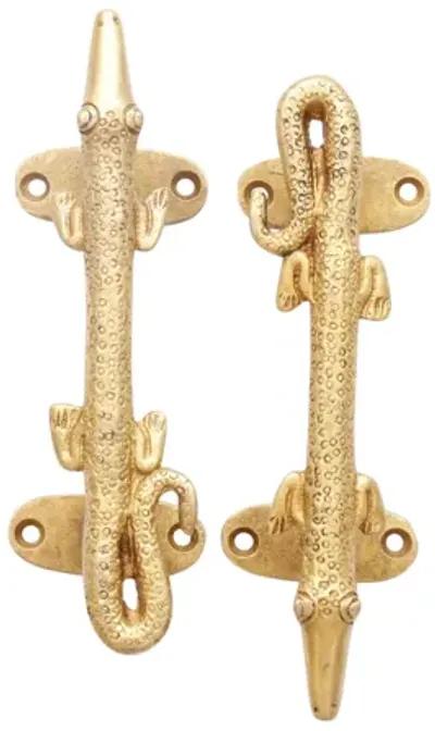 Gold Brass Alligator Door Handles - Set of 2 - Interesting Things