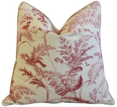 Botanical & Birds Toile Linen Pillow