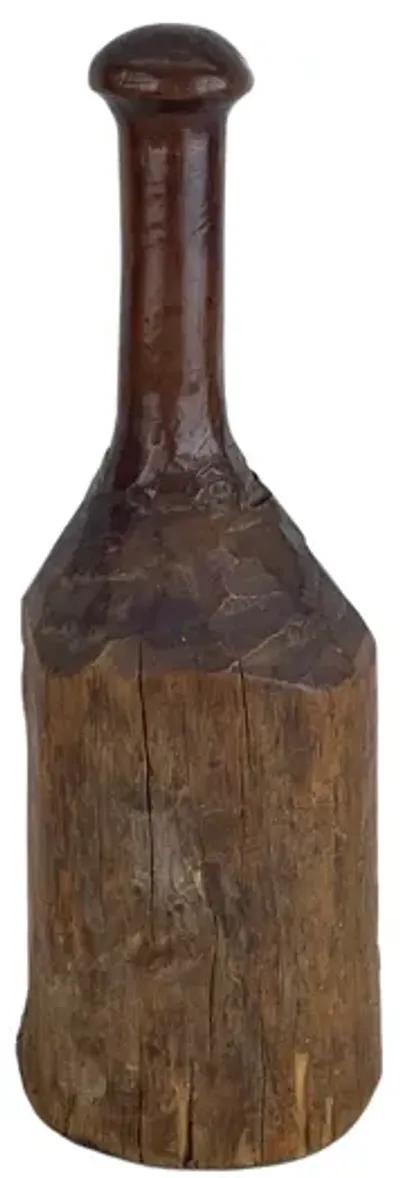 Hand-Carved Wood Masher Doorstop - Eat Drink Home - Brown