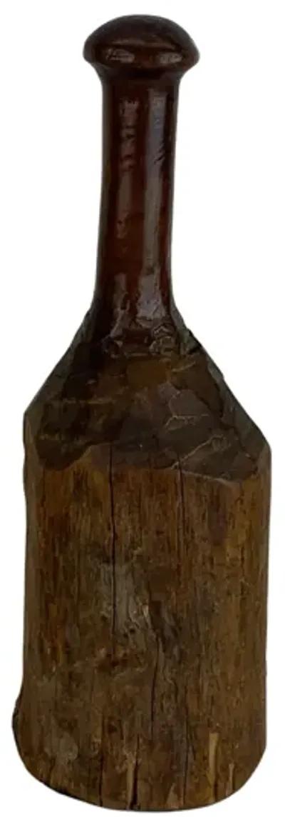 Hand-Carved Wood Masher Doorstop - Eat Drink Home - Brown