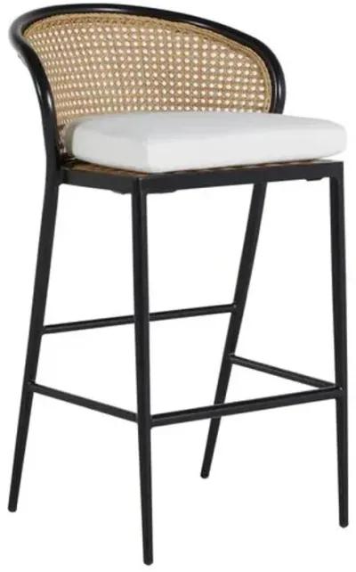 Havana Cane Outdoor Stool - Black/Natural - Summer Classics - White