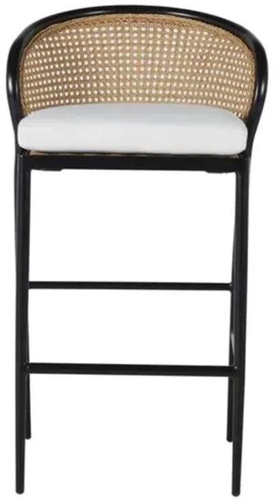 Havana Cane Outdoor Stool - Black/Natural - Summer Classics - White