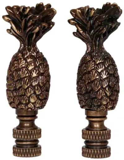 Brass Pineapple Lamp Finials - a Pair By Interesting Things - Gold - Fits a standard size lamp harp