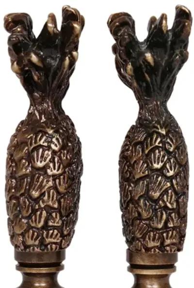 Brass Pineapple Lamp Finials - a Pair By Interesting Things - Gold - Fits a standard size lamp harp