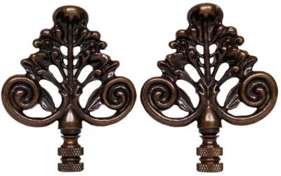 Antiqued Brass Lamp Finials - a Pair By Interesting Things - Brown - Fits a standard size lamp harp