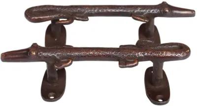 Dark Brass Alligator Door Handles - Set of 2 - Interesting Things - Brown