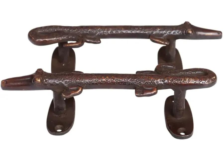 Dark Brass Alligator Door Handles - Set of 2 - Interesting Things - Brown