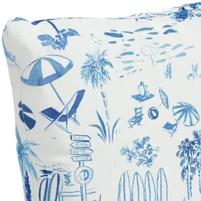 The Beach Toile Outdoor Pillow