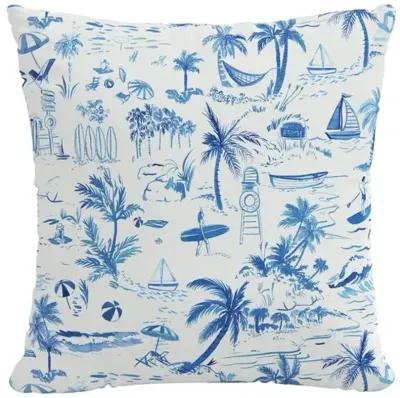 The Beach Toile Outdoor Pillow