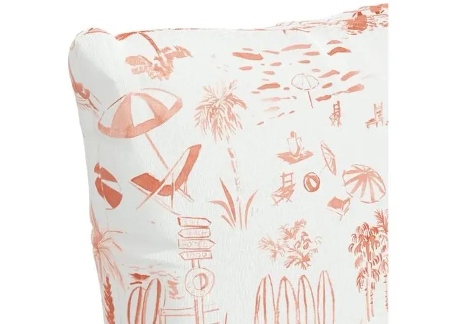 The Beach Toile Outdoor Pillow