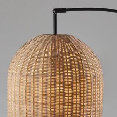 Dominica Rattan Arc Floor Lamp - Dark Bronze/Natural