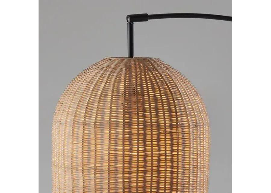 Dominica Rattan Arc Floor Lamp - Dark Bronze/Natural