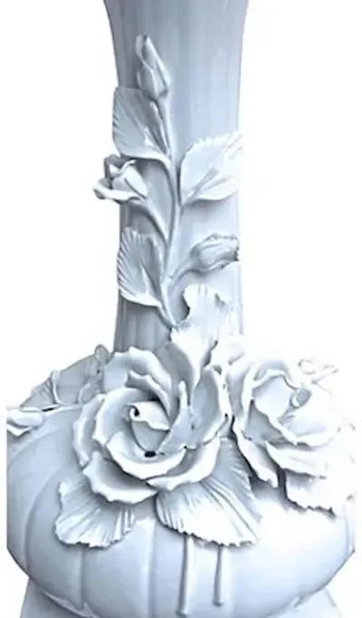 Large Italian Porcelain Rose Lamp - Vermilion Designs