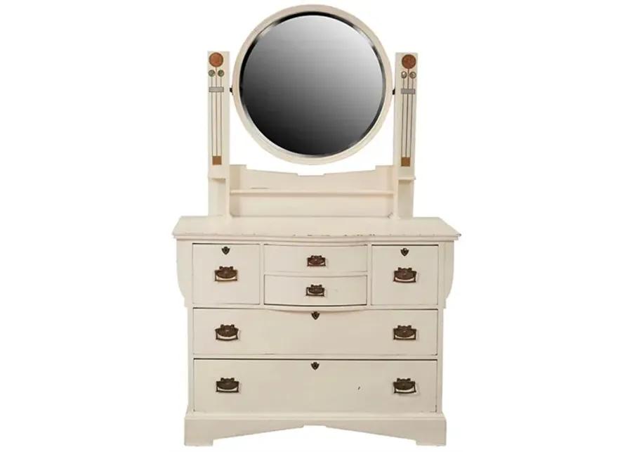 European Arts & Craft Dresser w/Mirror - Vermilion Designs - White