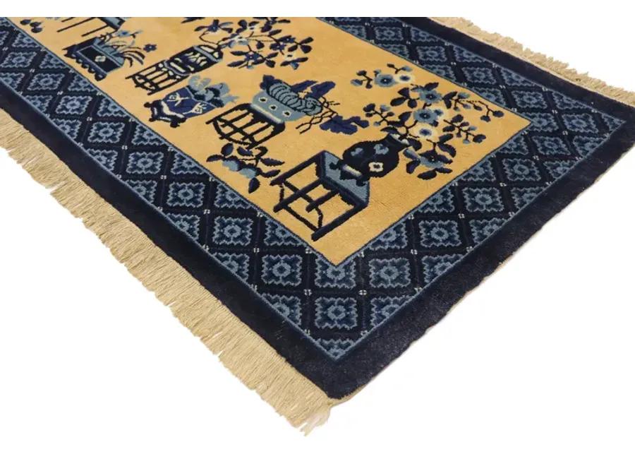 Chinese Baotou Pictorial Rug - 2'4 x 4'6 - Esmaili Rugs & Antiques - Blue - Blue