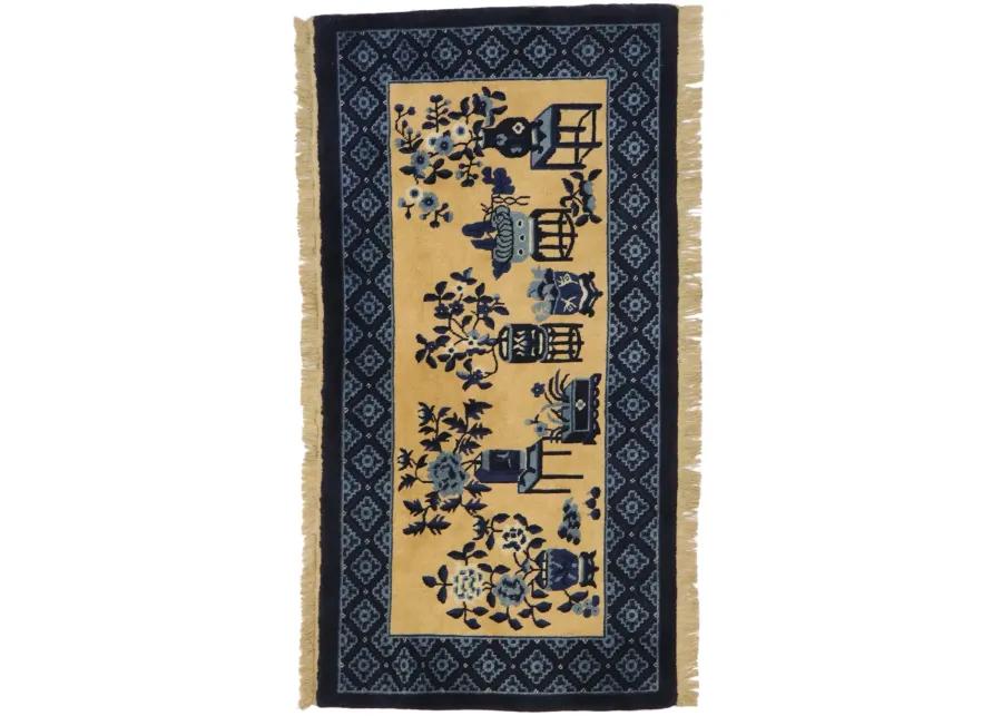 Chinese Baotou Pictorial Rug - 2'4 x 4'6 - Esmaili Rugs & Antiques - Blue - Blue