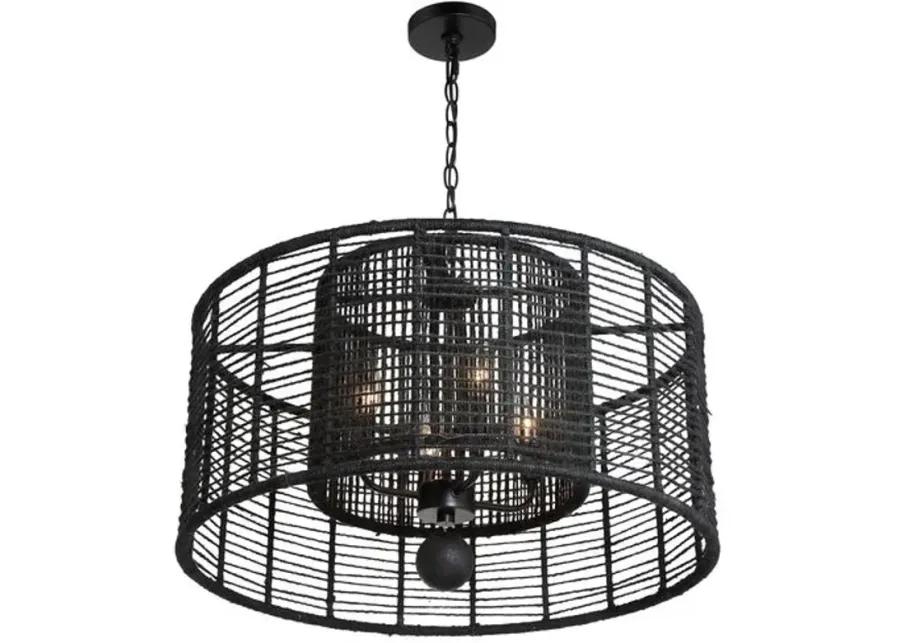 Jayna 4-Light Chandelier - Matte Black Jute - Crystorama