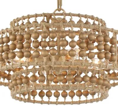 Silas 3-Light Beaded Chandelier - Natural Jute - Crystorama - Brown